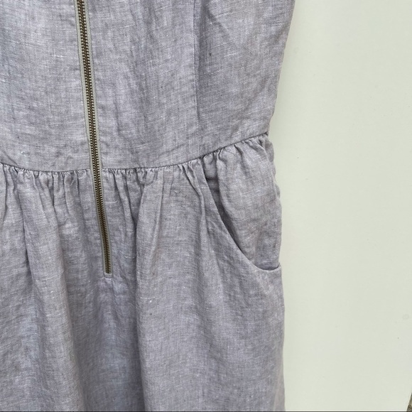 Armani Exchange Grey 100% Linen Front Zip Dress Size 4 - Picture 4 of 10